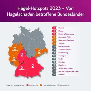 Hagel-Hotspots in Deutschland 2023